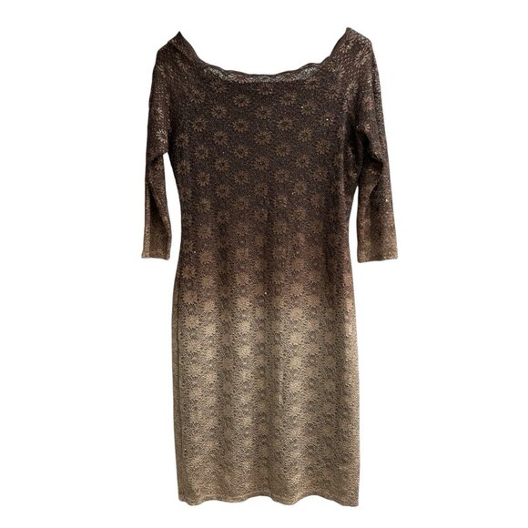 Vintage Onyx Dress Womens 12 Lace Ombre Lined Off Shoulder‎ Bodycon Midi Y2K 90s - Picture 2 of 9